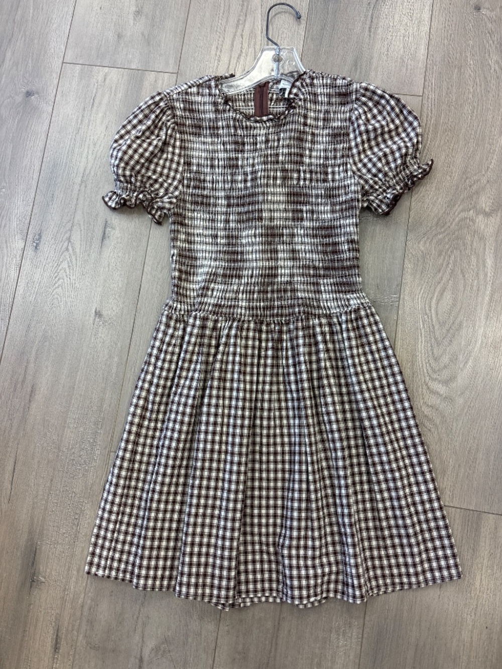 Rihoas brown smocked mini gingham dress - Picture 4 of 9